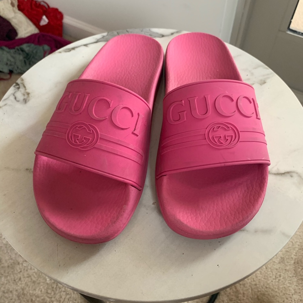 Pink Gucci slides